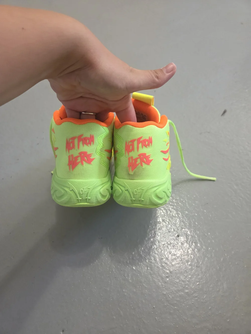 Puma Neon Lime Kids Sneakers with Orange Accents